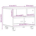 vidaXL Support d'imprimante avec roues chêne noir 41x32x34 5 cm