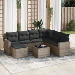 vidaXL Salon de jardin 8 Pièces avec coussins gris résine tressée