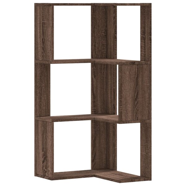 vidaXL Bibliothèque d'angle à 3 niveaux chêne marron bois d'ingénierie