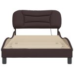 vidaXL Cadre de lit avec lumières LED marron foncé 100x200 cm tissu
