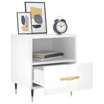 vidaXL Table de chevet blanc brillant 40x35x47 5 cm bois d’ingénierie