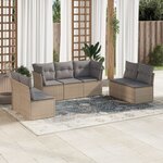 vidaXL Salon de jardin avec coussins 7 Pièces beige résine tressée