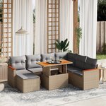 vidaXL Salon de jardin avec coussins 8 Pièces beige résine tressée