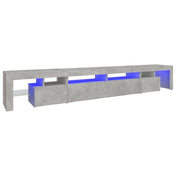 vidaXL Meuble TV avec lumières LED Gris béton 260x36 5x40 cm