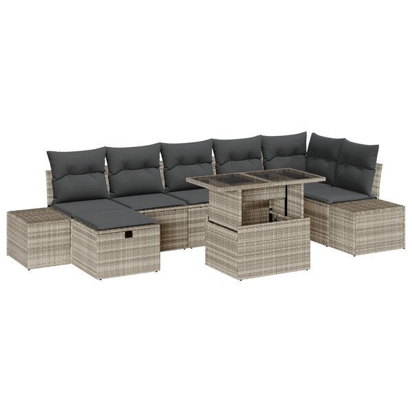 vidaXL Ensemble de canapé de jardin 8 pièces avec coussins gris en poly rotin