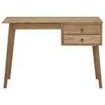 Bureau table poste de travail meuble d'ordinateur informatique étude avec 2 tiroirs 110 x 52 x 75 cm bois de teck solide brun 02_0023381