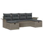 Ensemble de canapé de jardin vidaXL 6 pièces avec coussins gris en poly rotin