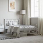 vidaXL Cadre de lit métal sans matelas et pied de lit blanc 100x190 cm