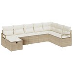 Ensemble de canapé de jardin 8 pièces vidaXL avec coussins en poly rattan beige