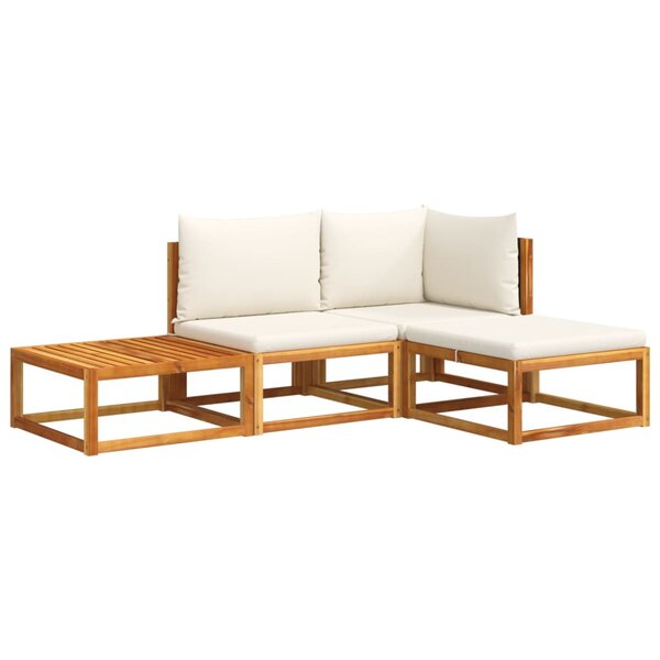 vidaXL Salon de jardin avec coussins 4 Pièces bois d'acacia massif