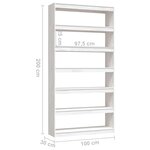 vidaXL Bibliothèque/Séparateur de pièce Blanc 100x30x200 cm Pin massif