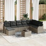 Ensemble de canapés vidaXL 9 pièces avec coussins gris rattan