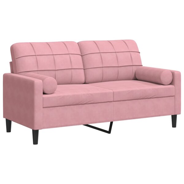 vidaXL Canapé 2 places avec oreillers décoratifs rose 140 cm velours