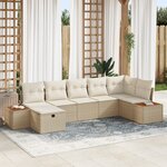 Ensemble canapés jardin vidaXL 7 pièces avec coussins Beige Poly Rattan