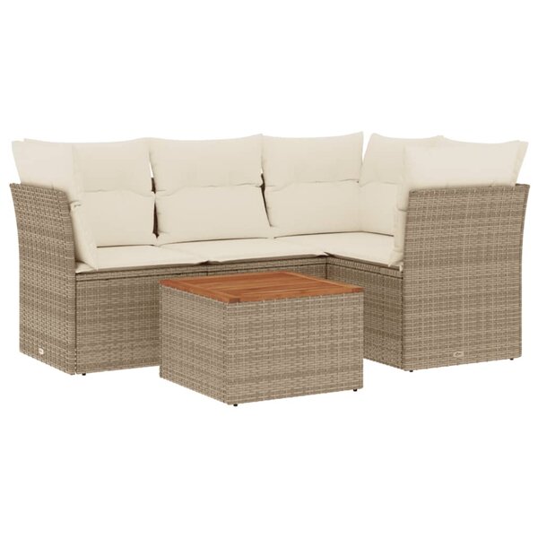 vidaXL Salon de jardin avec coussins 5 Pièces beige résine tressée