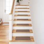Tapis d'escalier vidaXL avec backing en latex Marron 25x60 cm
