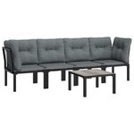 Salon de jardin meuble d'extérieur ensemble de mobilier 5 pièces noir et gris résine tressée 02_0016610