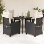 vidaXL Ensemble à manger de jardin coussins 5Pièces Noir Résine tressée