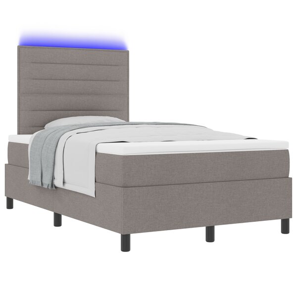 vidaXL Lit ressort avec matelas & LED taupe 120x200 cm tissu