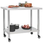 vidaXL Table de travail de cuisine avec roues 80x60x85 cm Inox