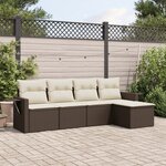 vidaXL Salon de jardin avec coussins 5 Pièces marron résine tressée