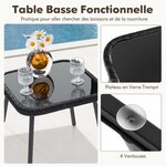 Ensemble de meubles 3 Pièces de patio en rotin charge 180 kg salon de jardin chaises rembourrées en mousse à séchage rapide noir 20_0008482