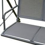 Balancelle de jardin 3 places grand confort toit inclinaison réglable assise et dossier ergonomique acier textilène gris