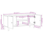 vidaXL Meuble TV noir 105x33x46 cm bois massif de manguier