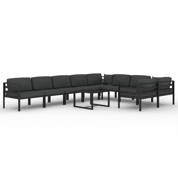 vidaXL Salon de jardin 10 Pièces avec coussins Aluminium Anthracite