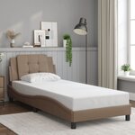 vidaXL Cadre de lit avec lumières LED cappuccino 100x200 cm similicuir