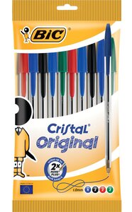 set de 10 Stylos à bille Cristal Medium, couleur assorti, 0,4 mm BIC