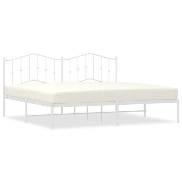 vidaXL Cadre de lit métal avec tête de lit blanc 193x203 cm