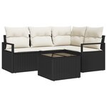 Ensemble de canapé de jardin de 4 pièces avec coussins en rattan poly marron