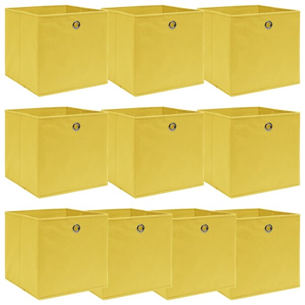 vidaXL Boîtes de rangement 10 Pièces Jaune 32x32x32 cm Tissu
