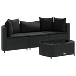vidaXL Salon de jardin 4 Pièces avec coussins noir résine tressée
