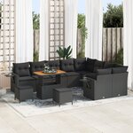 Ensemble de canapé de jardin de 12 pièces vidaXL avec coussins Noir Poly Rattan Acacia