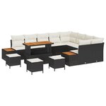 Ensemble de Canapés de Jardin de 13 Pièces avec Coussins Noir en Rattan Acacia