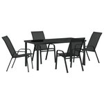 vidaXL Ensemble de salle à manger de jardin 5 pièces noir Textilène et acier