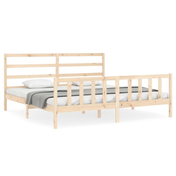 vidaXL Cadre de lit avec tête de lit 200x200 cm bois massif
