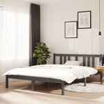vidaXL Cadre de lit Gris Bois massif 140x190 cm