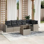vidaXL Salon de jardin avec coussins 7 Pièces gris clair résine tressée