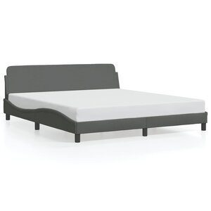 vidaXL Cadre de lit sans matelas gris foncé 160x200 cm tissu