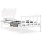 vidaXL Cadre de lit avec tête de lit blanc 90x200 cm bois massif