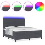 vidaXL Lit Sommier à Ressorts avec Matelas & LED Gris Foncé en Tissu en Cordeau