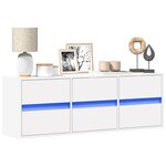 vidaXL Meuble TV mural avec lumières LED blanc 130x31x45 cm