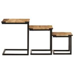 vidaXL Tables basses gigognes 3 Pièces bois massif de manguier et fer