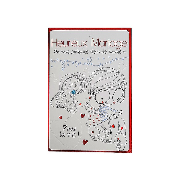 Carte de voeux - mariage - pour la vie - rouge