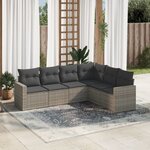 vidaXL Salon de jardin 6 Pièces avec coussins gris résine tressée