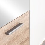 Armoire battante - Panneaux de particules - Blanc et chêne - 3 portes et 2 tiroirs + miroir - 121 x 54 x 200 1 cm - SELKEA