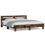vidaXL Cadre de lit avec tête de lit chêne fumé 200x200 cm